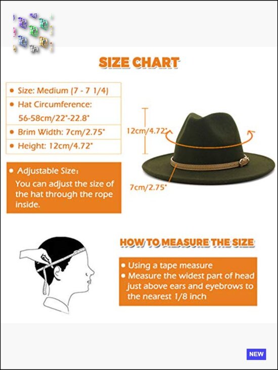 Classic Felt Fedora Wide Brim Hat with Belt Buckle Adjustable main image 5
